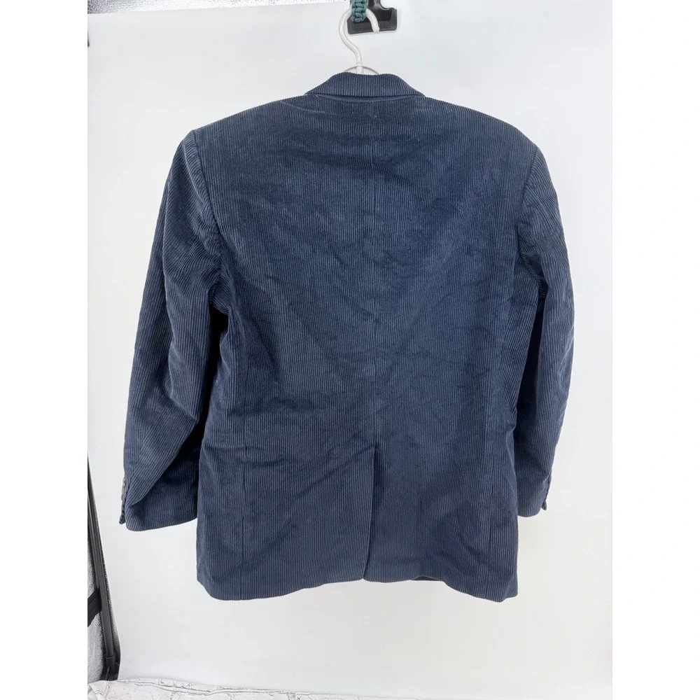 Lands' End Mens Navy Blue Corduroy Sport Coat Blazer Jacket‎ Size 42 Long